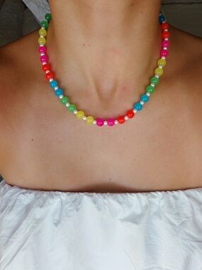 Rainbow Glass Beaded Necklace!!!